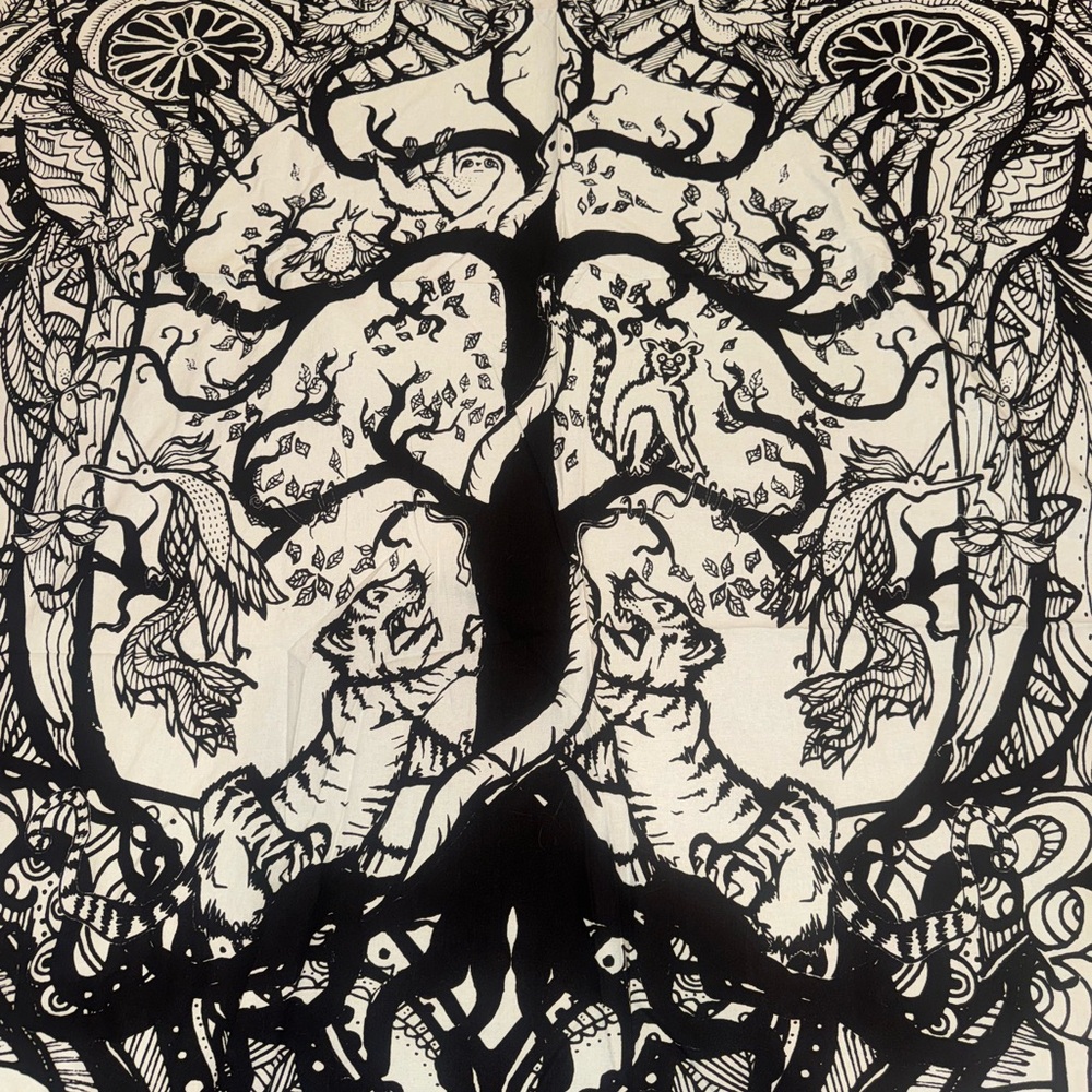 Black and White Mandala Tapestry